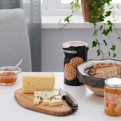 IKEA FASCINERA acacia chopping board styled as charcuterie serving board with cheese knife and condiments