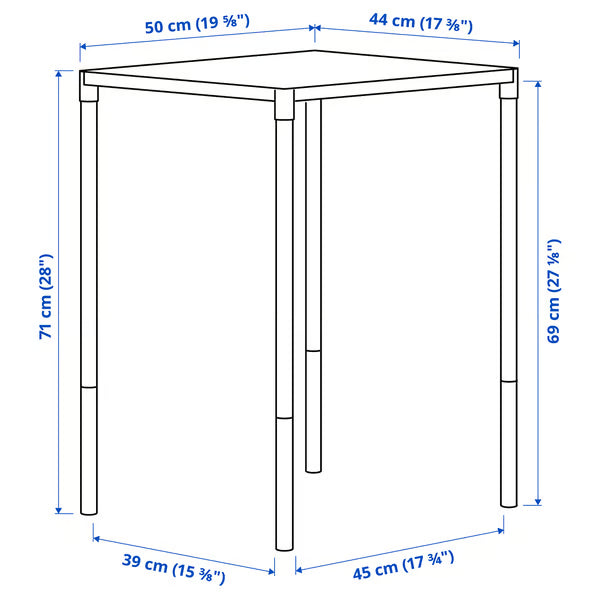 IKEA FEJAN outdoor table dimensions diagram 50x44x71 cm measurements illustration
