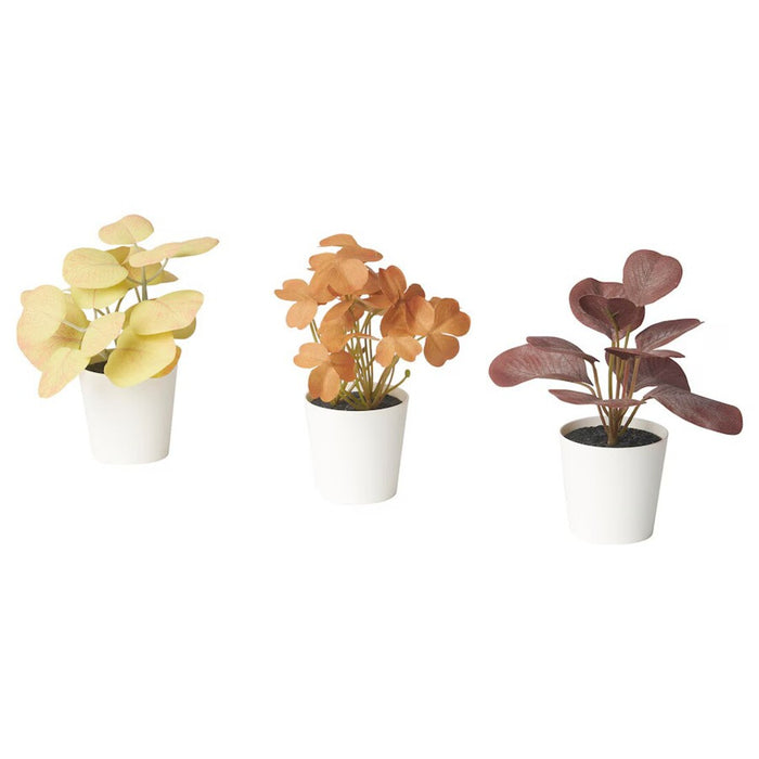 IKEA FEJKA artificial potted plants with 6 cm leaves, set of 3, perfect for indoor and outdoor decor-00582499