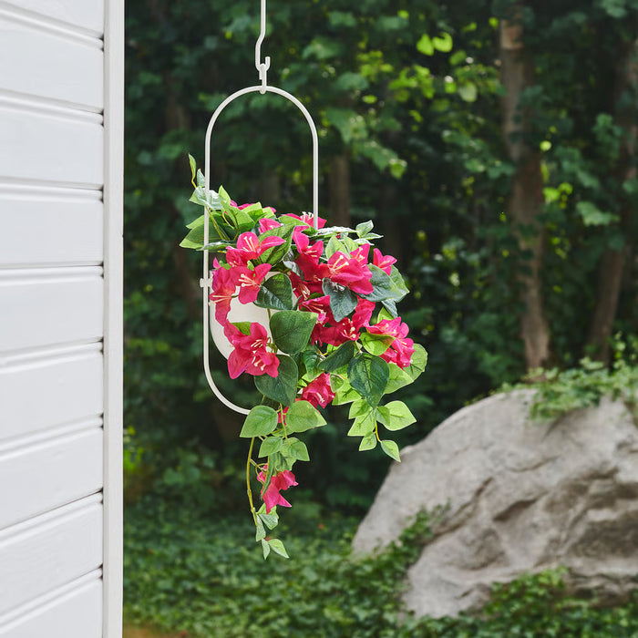 IKEA FEJKA artificial pink bougainvillea plant styled indoors on shelf