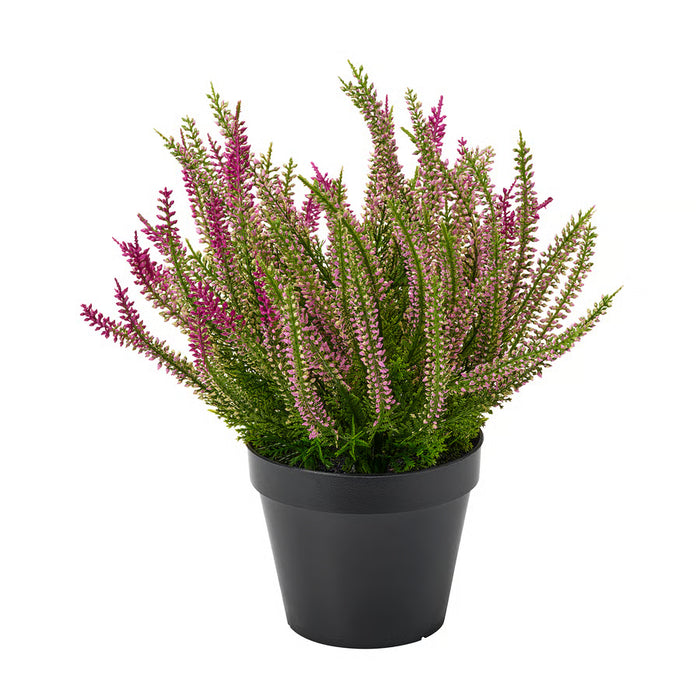IKEA FEJKA artificial heather lilac potted plant styled as home decor in a lifestyle setting