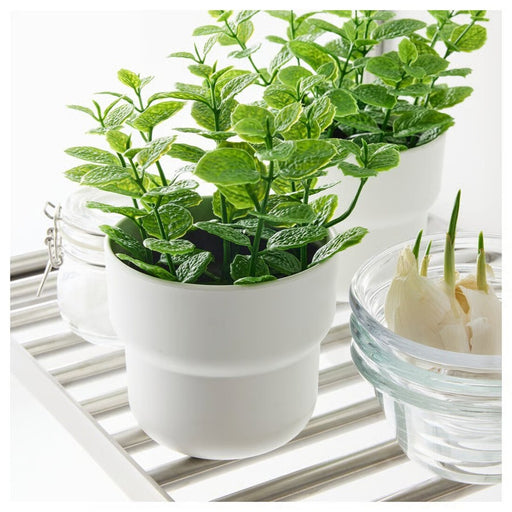 IKEA FEJKA faux mint plant in a pot (9 cm), realistic-looking, no watering needed, for shelves or desks. 20600869