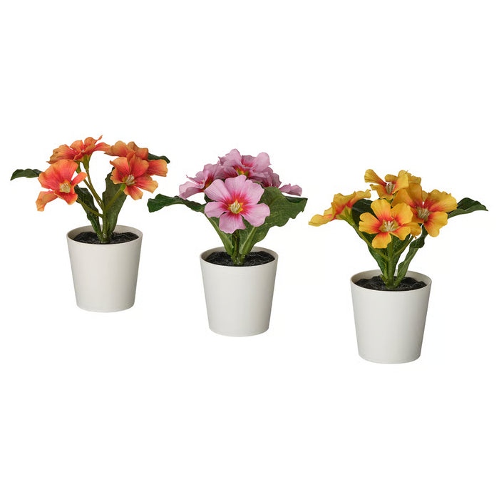 IKEA FEJKA artificial primrose potted plant mixed colours 6cm set of 3 compact pots indoor outdoor #70617688