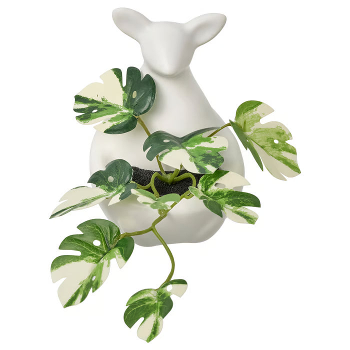  IKEA FEJKA kangaroo artificial potted plant with monstera front view on white background #70630048