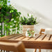 Close-up of IKEA FEJKA kangaroo figurine holding a miniature artificial monstera plant
