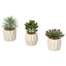 IKEA FEJKA artificial succulent set of 3 potted plants in white pots on light surface #10630065