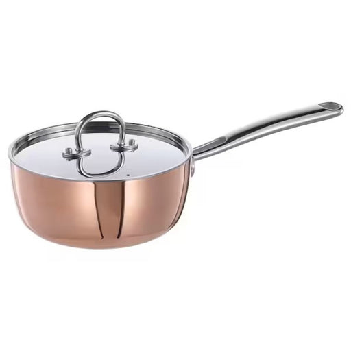 Image of the IKEA FINMAT Saucepan with Lid in Copper and Stainless Steel.
