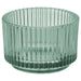 IKEA FINSMAK glass tealight holders in assorted colours, side view showing 3.5 cm height