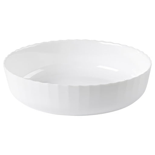 IKEA FISKTÄRNA white round tempered glass oven dish with smooth edges glossy finish #50631949