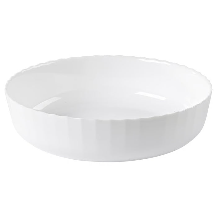 IKEA FISKTÄRNA white round tempered glass oven dish with smooth edges glossy finish #50631949
