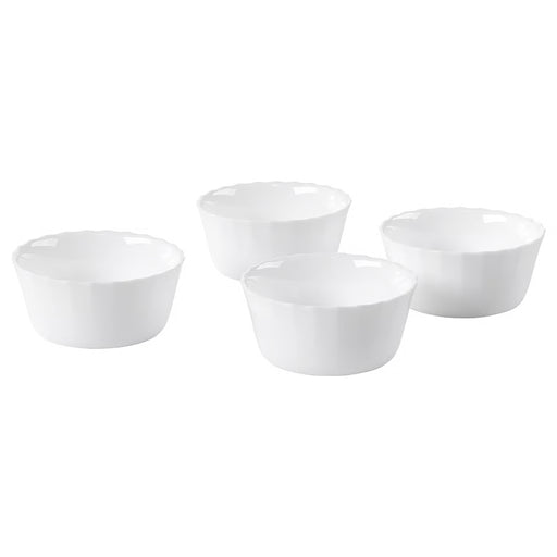 IKEA FISKTÄRNA white pie dish set of 4 tempered opal glass round bowls #30631945