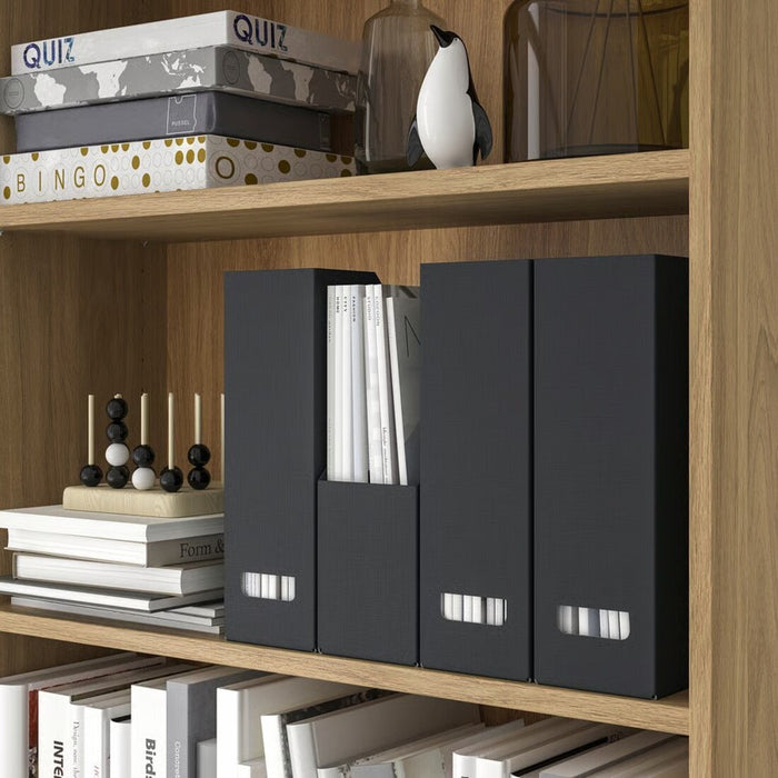 "IKEA FJÄDERHARV magazine files displayed in all available colors: white, beige and light gray"