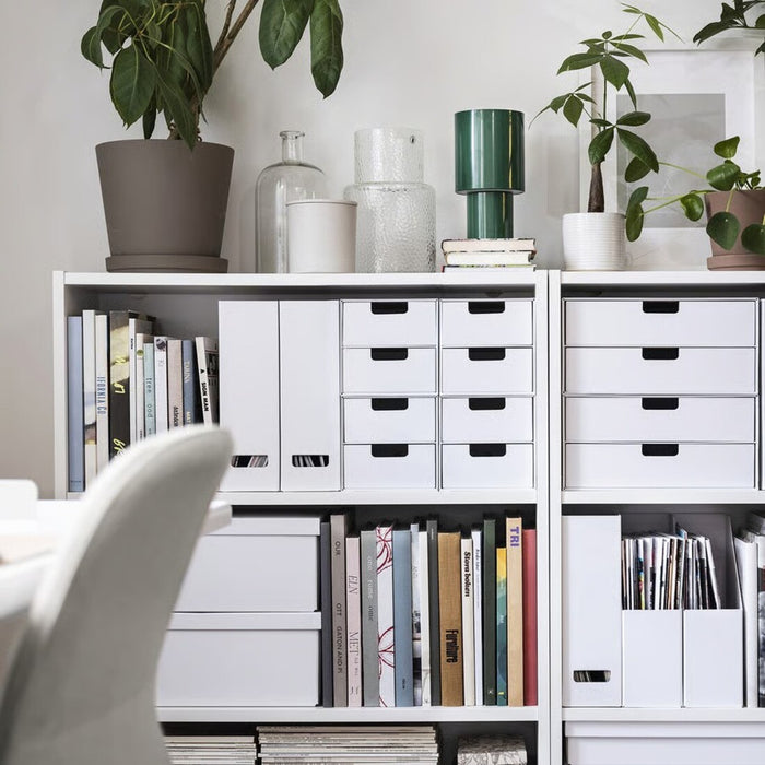 IKEA FJÄDERHARV Magazine file, white with Desk organiser, white, 33x21x43 cm (13x8 ¼x17 ")