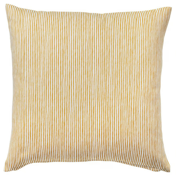 IKEA FJUNKLOCKA cushion cover yellow white 50x50cm reverse side with diagonal stripe pattern