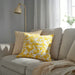 IKEA FJUNKLOCKA yellow white cushion cover 50x50cm product flat lay with both sides visible
