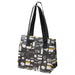 IKEA FLADDRIG lunch bag patterned grey black with grey yellow print sturdy handles front view #10497226