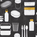 IKEA FLADDRIG patterned grey lunch bag open showing interior capacity for containers and bottles