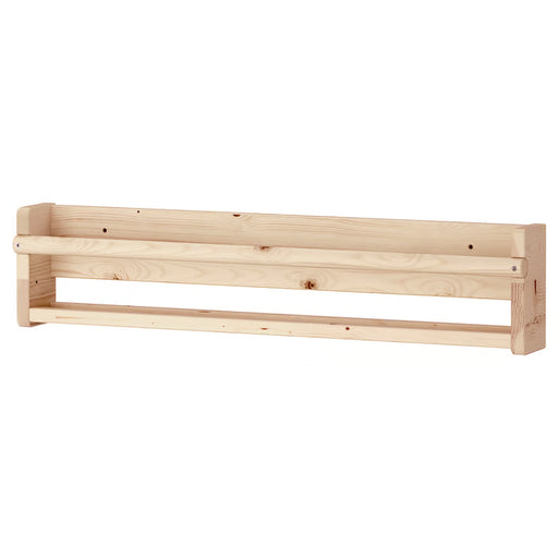 IKEA FLISAT wall storage shelf light white stained pine 70cm wide mounted on wall with children's books #10299820