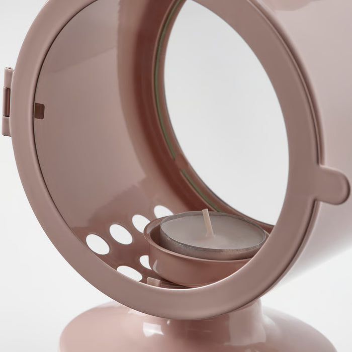 IKEA FLODSVALA pale pink lantern hanging outdoors festive occasion close-up rounded shape