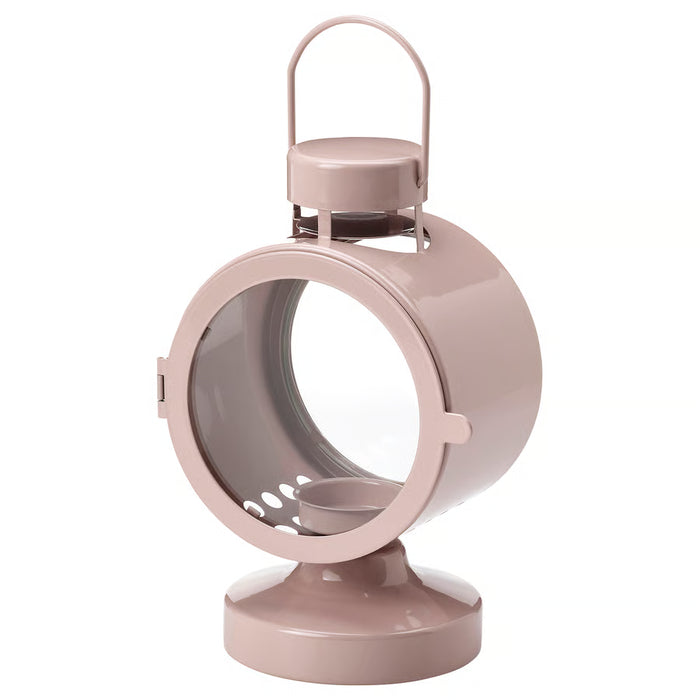 IKEA FLODSVALA pale pink tealight lantern 21cm indoor outdoor steel glass vintage design #60609354