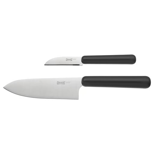 IKEA FÖRDUBBLA 2-piece knife set grey stainless steel blades with ergonomic handles front view #80436791