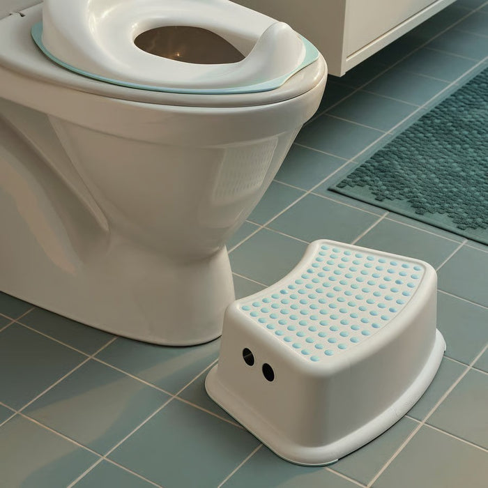 IKEA FÖRSIKTIG Children's stool, white/turquoise