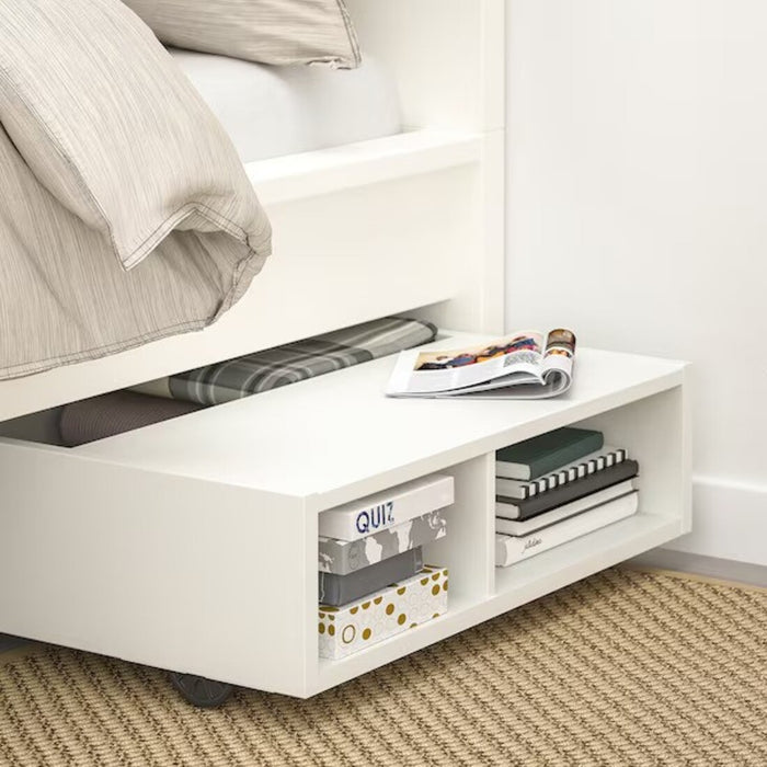 "Space-saving underbed storage/bedside table by IKEA"