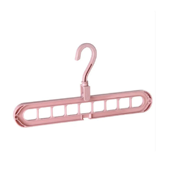 Pink 9-slot space-saving clothes hanger organizer by Digital Shoppy for compact wardrobe storage