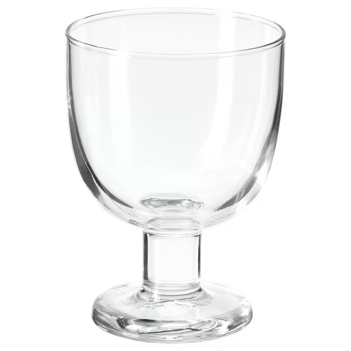 IKEA FRUKTDUVA clear glass goblet 27cl on plain background #80625414