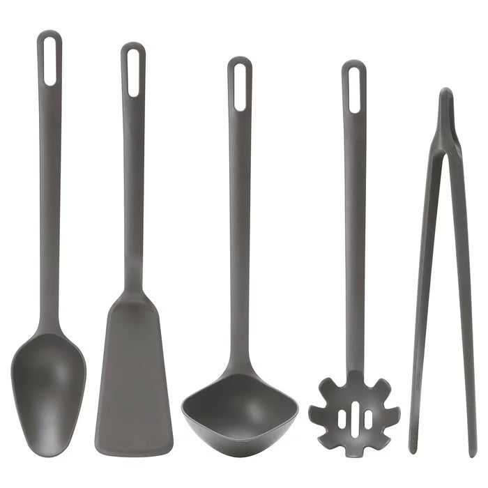 IKEA FULLÄNDAD 5-Piece Kitchen Utensil Set — Grey | Non-Stick Safe Cooking Tools