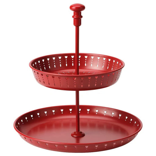 "IKEA GARNERA 2-Tier Serving Stand in Red, Steel Construction"