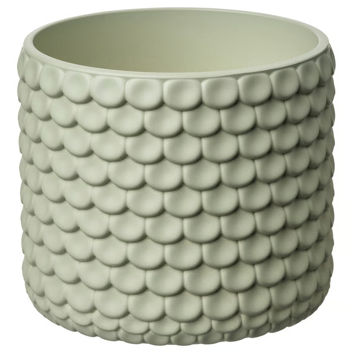  IKEA GLACIÄRBJÖRN light green concrete plant pot 9cm front view textured finish #50632821