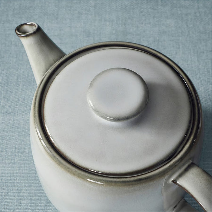 Top-down view of the GLADELIG grey teapot with lid, showcasing its smooth matte texture and minimalist Scandinavian design.