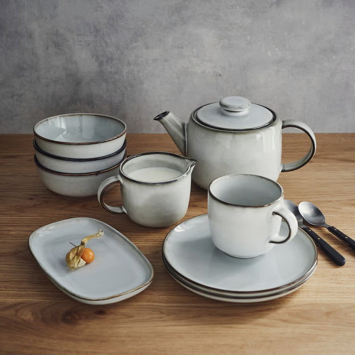  GLADELIG grey teapot with lid, showcasing its smooth matte texture and minimalist Scandinavian design.