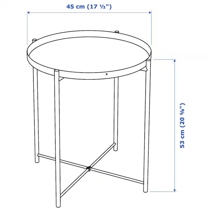 Dimensions of IKEA GLADOM Tray table, dark grey-green, 45x53 cm (17 1/2x20 5/8 ")

