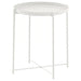 IKEA GLADOM white tray table 45x53 cm front view with removable round tray on steel frame #50337820