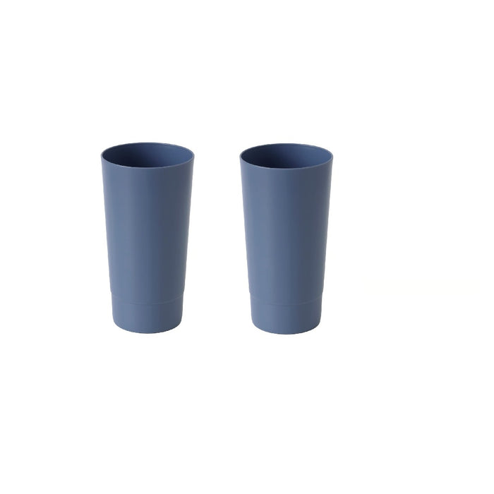 IKEA MÄRIT Place mat, natural35x45 cm (14x18 ") with VITABBORRE Plate, blue, 26 cm  and Deep plate, blue, 20 cm and  Bowl Blue, 16 cm  Glass, plastic 700 ml and  Paper napkin, patterned light pink/orange, 16x32 cm