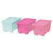 IKEA GLIS stackable storage boxes with lids pink and turquoise set of 3 on white background #00466150