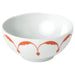 A white/orange Feldspar porcelain IKEA bowl with a smooth and glossy finish.