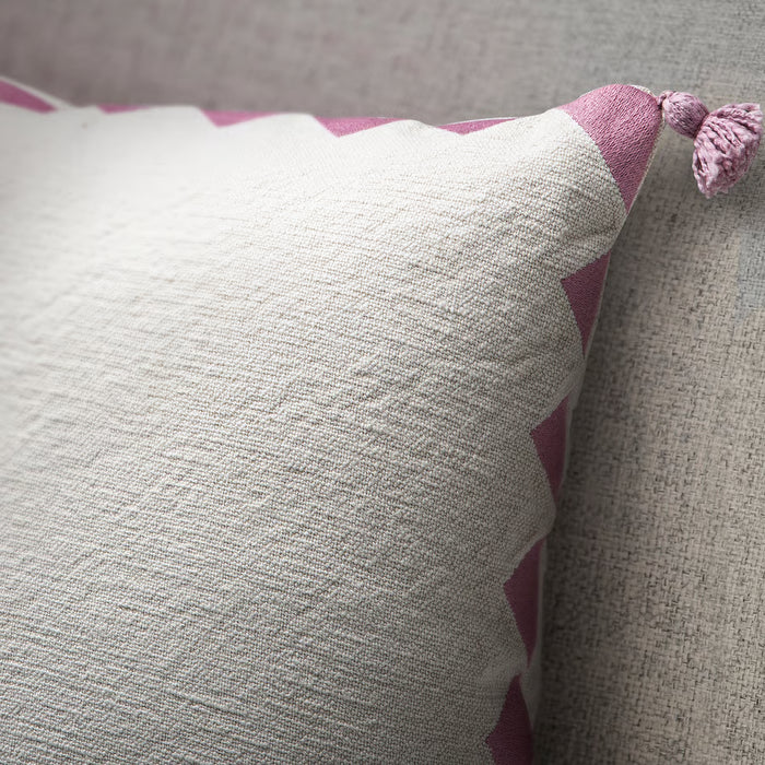 IKEA GOKVÄLLÅ Cushion Cover — White & Pink, 50x50 cm | Tassel & Embroidery Detail