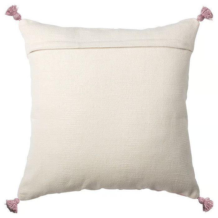 IKEA GOKVÄLLÅ Cushion Cover — White & Pink, 50x50 cm | Tassel & Embroidery Detail