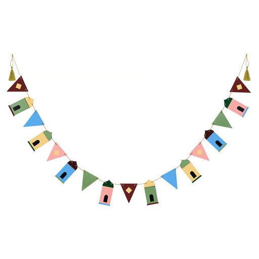  IKEA GOKVÄLLÅ multicolour paper house garland with pennants hanging on wall festive home decor 1.9m #20613334