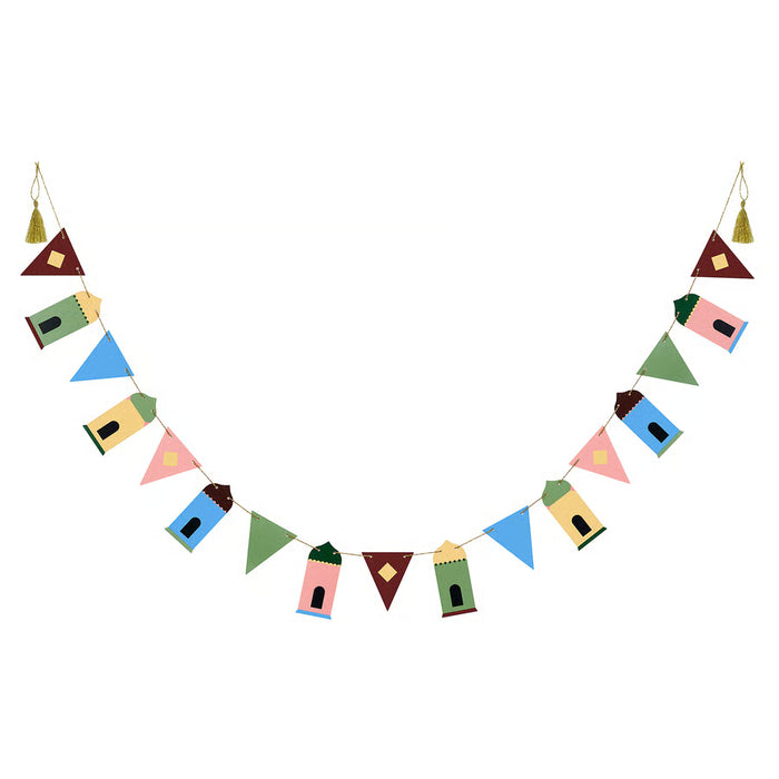  IKEA GOKVÄLLÅ multicolour paper house garland with pennants hanging on wall festive home decor 1.9m #20613334