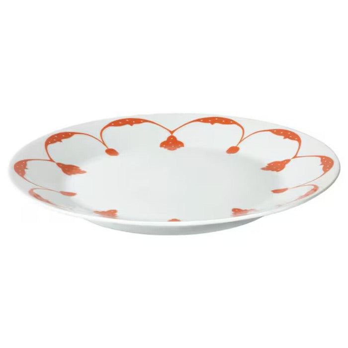 IKEA MÄRIT Place mat, natural35x45 cm with GOKVÄLLÅ Bowl, orange, 13 cm and  Plate, orange, 20 cm and 2-Pieces Kitchen Utensil Set (Fork, Spoon Salad) and  Paper napkin, patterned light pink/orange, 16x32 cm