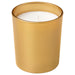IKEA GOKVÄLLÅ scented candle in gold tinted glass sandalwood patchouli 50hr burn front view #00620298