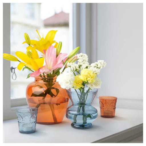 Elegant orange IKEA GOKVÄLLÅ Vase, 19 cm, perfect for brightening up any room with floral arrangements 00573857