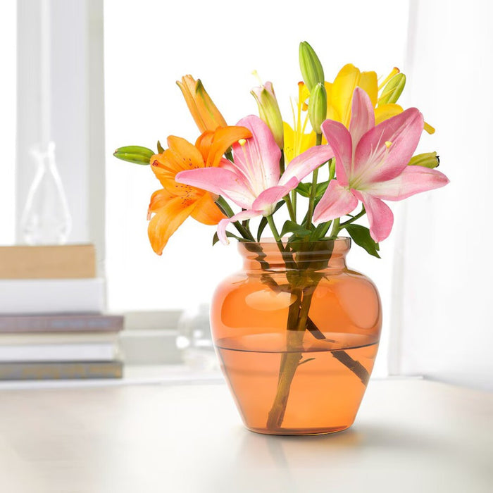 Stylish IKEA GOKVÄLLÅ Vase, 19 cm in bright orange, ideal for adding a decorative touch to your home 00573857