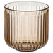 IKEA GRADVIS light brown glass plant pot 9cm with grooved texture on white background #80623293