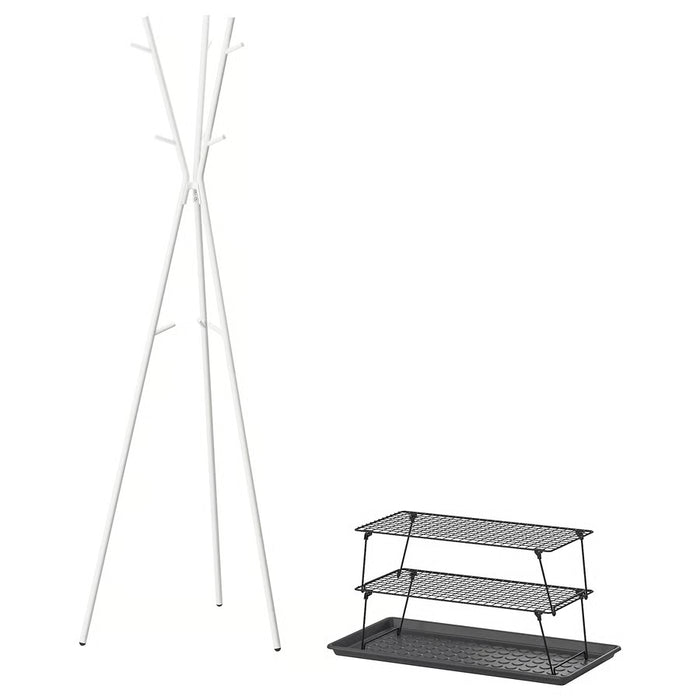 IKEA GREJIG / EKRAR Hallway furniture, set of 4, white/grey