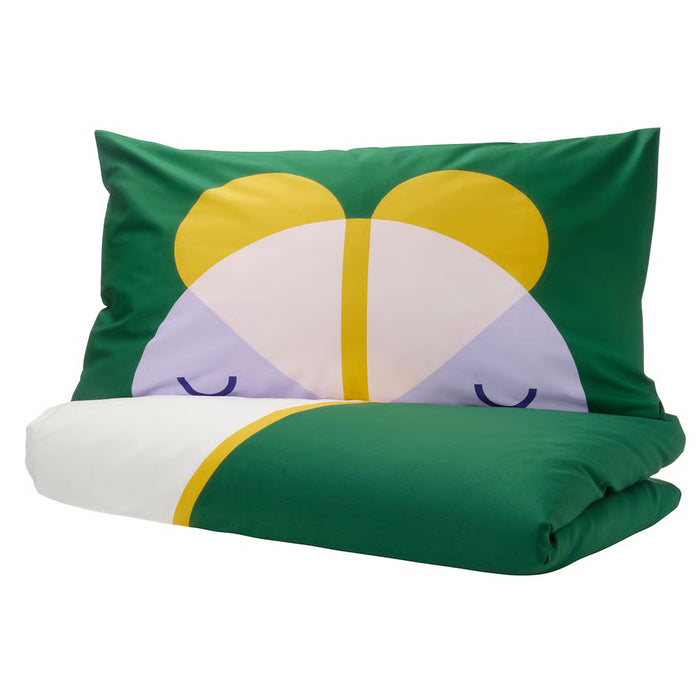 IKEA GREJSIMOJS multicolour duvet cover and pillowcase set, 100% cotton, folded product shot #20601835